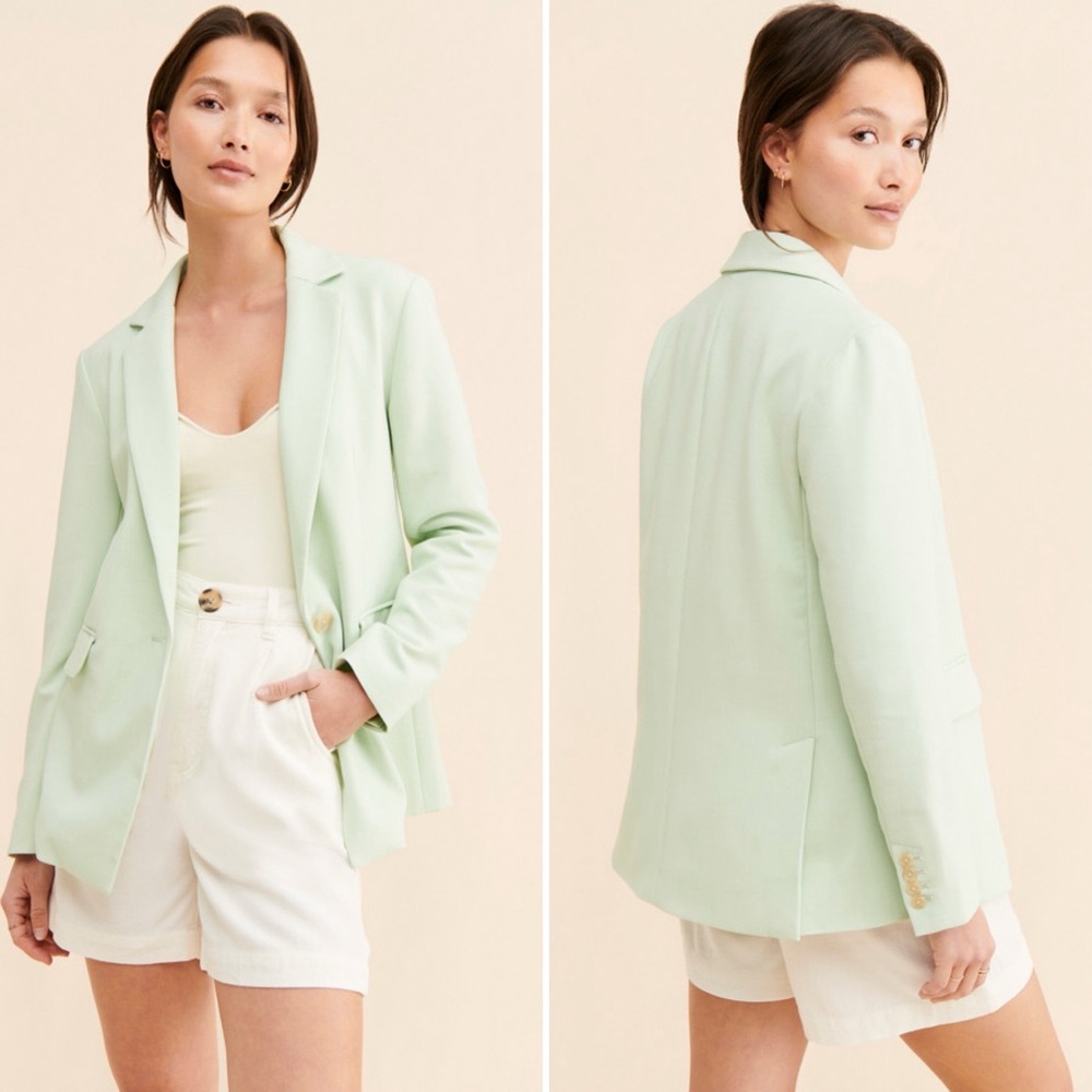 Anthropologie Maeve AfterParty Menswear Blazer Mint Green Size 12